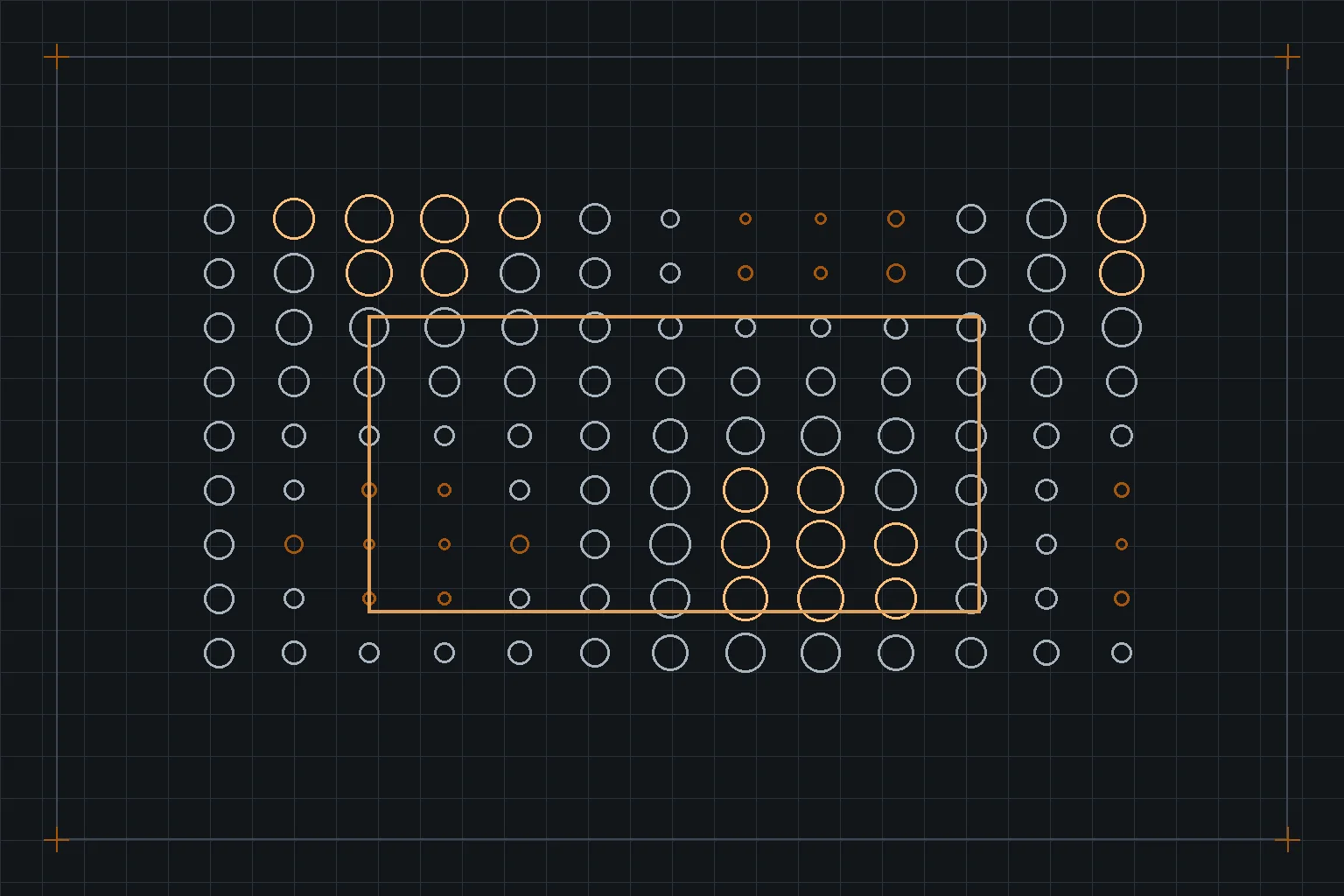 Schematic plate — The average passed and the desk is dark: uniformity, Uo and the measurement grid